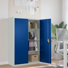 vidaXL Armário de escritório 90x40x140 cm metal cinzento e azul