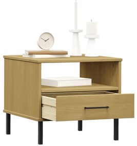 Mesa de cabeceira c/ pernas de metal OSLO pinho maciço castanho