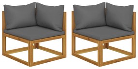 Sofás de canto seccionais 2 pcs com almofadões acácia maciça