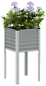 Vaso/floreira de jardim 45x45x88 cm aço cinzento