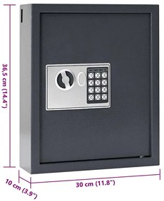 Cofre com Teclado Cinza Escuro Aço, Cromo Médio Fechaduras