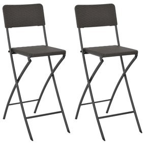 vidaXL Cadeiras de bar dobráveis 2 pcs PEAD e aço aspeto vime castanho