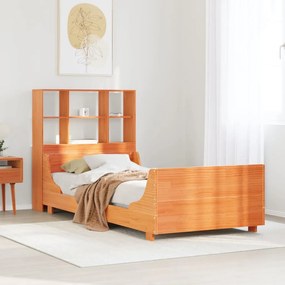 vidaXL Cama com estante sem colchão 100x200 cm madeira maciça