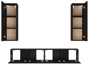 Conjunto móveis de TV 4 pcs madeira processada preto