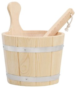 Conjunto de balde e concha de sauna madeira de pinho maciça