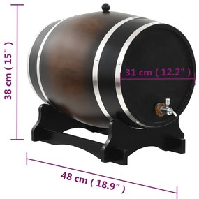 Barril de vinho com torneira em madeira de pinho maciça 35 L