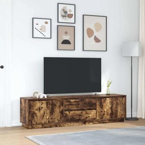 Móvel de TV com luzes LED 193,5x41x50 cm carvalho fumado