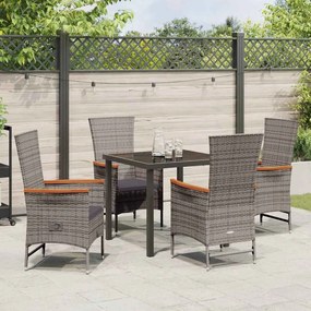 Cadeiras Externas 5 pcs Cinzento 80 x 80 x 73 cm Ratan PE