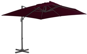 vidaXL Guarda-sol jardim cantilever c/ poste alumínio 300x300 cm bordô