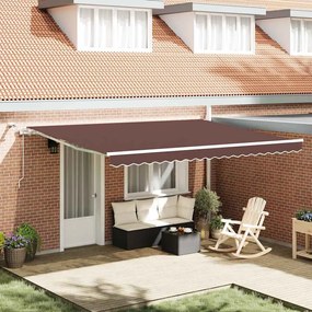 vidaXL Toldo retrátil automático com luz LED 450x300 cm castanho