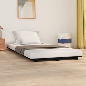 Estrutura de cama 75x190 cm madeira de pinho maciça preto