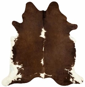 Tapete em couro de vaca genuíno 180x220 cm castanho e branco