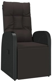 3 pcs conjunto de jantar p/ jardim vime PE/acácia maciça preto
