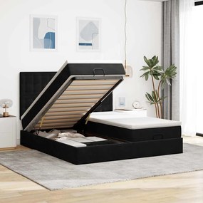 vidaXL Estrutura de cama otomana com colchões 160x200 cm veludo preto