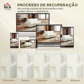 Sofá de 3 Lugares de 181 cm Estofado em Veludo com Almofadas Espessas Pernas de Metal Branco Creme