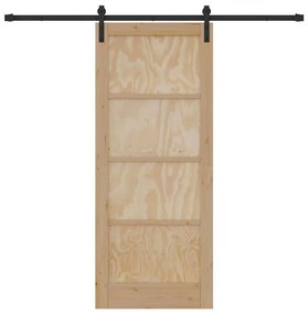 Porta Deslizante vidaXL com Kit de Ferragens 83x202 cm Madeira Maciça