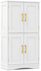 Móvel despensa cozinha 110 cm com 4 portas e 2 prateleiras ajustáveis Armário para cozinha sala de jantar Branco