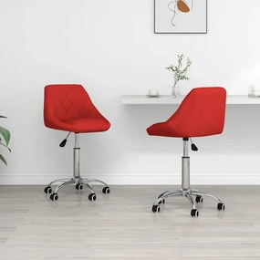 vidaXL Cadeiras jantar giratórias 2pcs couro artificial vermelho tinto