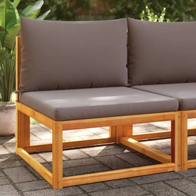 vidaXL Sofá sem braços p/ jardim c/ almofadões madeira acácia maciça