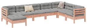 vidaXL 8 pcs conj. sofás jardim c/ almofadões madeira abeto-de-douglas