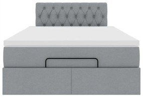 Cama otomana com colchão 120x200 cm tecido cinzento claro