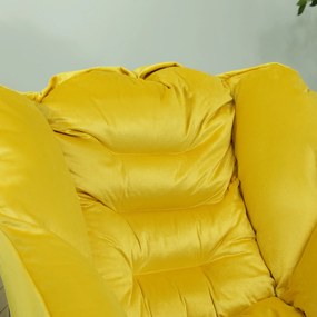 Poltrona Sala de Estar com Apoio para os Pés Poltrona Relax para Leitura com Bolsos Laterais 80x78x100 cm Amarelo