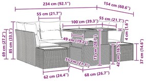 Conjunto de Jardim com 7 Peças e Almofadas Bege