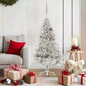 vidaXL Árvore de Natal Artificial Pré-iluminada Prateado 150 cm PET