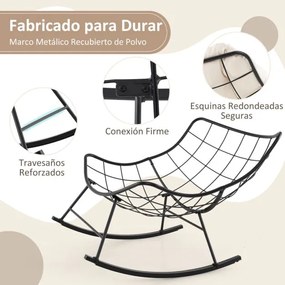 Cadeira de balanço para interior e exterior com almofada acolchoada, carga máxima de 205 kg bege