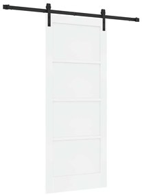 Porta Deslizante com Conjunto de Ferragens Branca 83x202 cm Madeira de