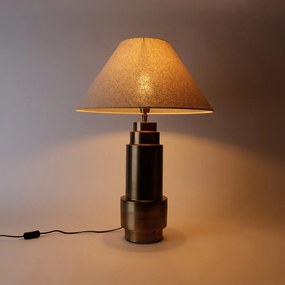 Candeeiro de mesa bronze com abajur em tecido bege 55 cm - Bruut Art Deco