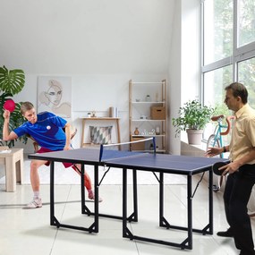 Mesa de Ping Pong Dobrável Mesa de Ping Pong Profissional com Rede e Estrutura de Aço para Interior e Exterior 182x91x76 cm Azul