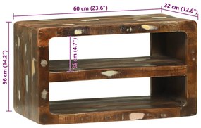 Armário de TV 60x32x36 cm Madeira Recuperada Maciça