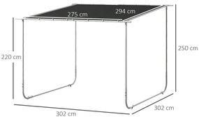 Pérgola 3x3 m Pérgola de Jardim com Rodas Proteção UV 30+ com Sacos de