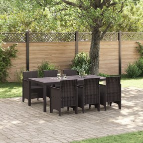 vidaXL Conjunto de Jantar para Jardim de 7 Peças em Rattan Poliéster Castanho