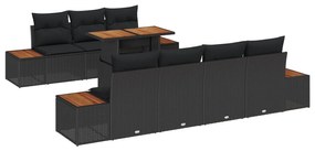 vidaXL Conjunto de Sofá de Jardim 8 pcs Preto Rattan Sintético