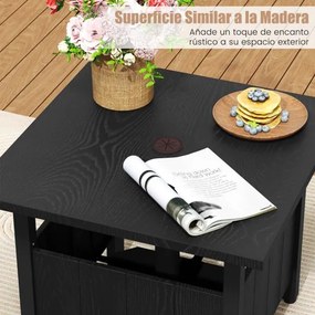 Mesa auxiliar Jardim 55,5 x 55,5 x 48 cm com orifício para guarda-sol com 2 sacos para areia e almofadas ajustáveis para pés para pátio ou terraço Pre