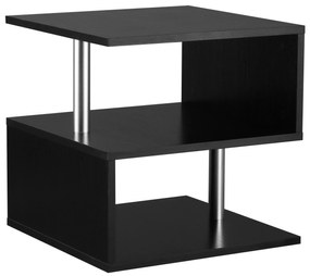 HOMCOM Mesa de Apoio com Forma de S Compartimentos Abertos 2 Níveis Desenho Elegante 50x50x50cm Branco