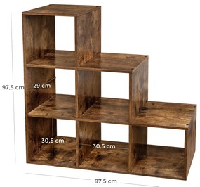 Estante sala em escada com 6 cubos 29 x 97,5 cm x 97,5 Castanho vintage