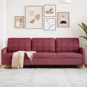 vidaXL Sofá de 3 lugares tecido 210 cm vermelho tinto