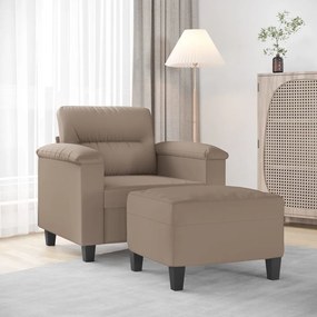 vidaXL Poltrona c/ apoio pés 60 cm tecido microfibra cinza-acastanhado