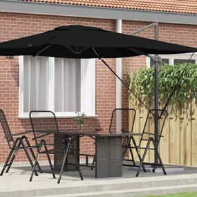 vidaXL Parasol Roma Preto 286 x 284 x 265 cm Alumínio e Poliéster