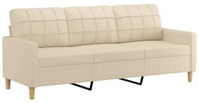 3 pcs conjunto de sofás com almofadas tecido cor creme