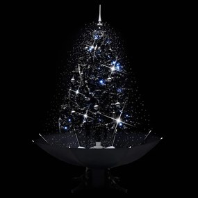 Árvore Natal c/ neve base formato guarda-chuva 140 cm PVC preto