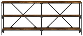 Mesa consola 180x30x75 cm deriv. madeira/ferro carvalho fumado