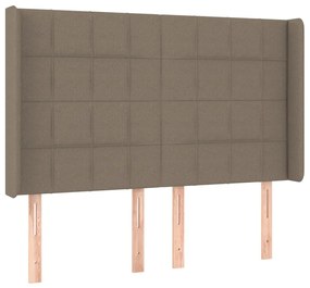 Cabeceira cama c/ LED tecido 147x16x118/128cm cinza-acastanhado