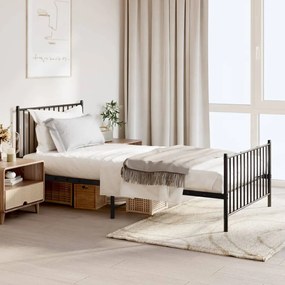 vidaXL Estrutura de cama com cabeceira e pés 100x200 cm metal preto