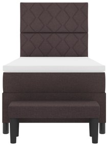 Cama Box com Colchão e Banco Castanho Escuro 90x200 cm