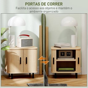 Conjunto de 2 Mesas de Cabeceira com Portas Deslizantes 2 Prateleiras e Pés em Aço Estilo Escandinavo 48x40x48 cm Madeira