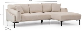 Sofá de Canto Leo Corner – Creme – 255 x 150 cm